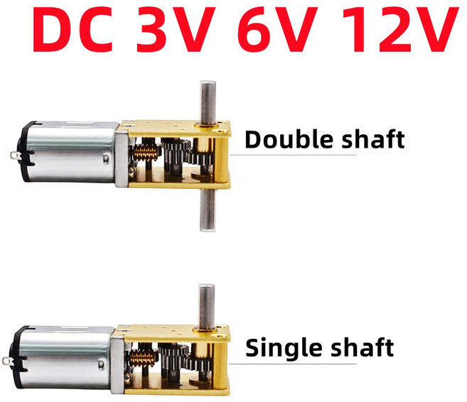 N20 메탈 기어박스 기어 모터 12V 로봇 장치 3V 저속 DIY 고토크 6V 380, 12V27RPM, Double Shaft, 1개