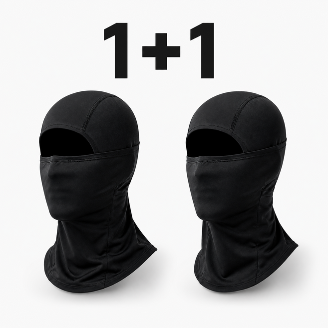 온리담 자외선차단 스포츠 오토바이 여름 쿨 바라클라바 1+1, 1세트, 블랙