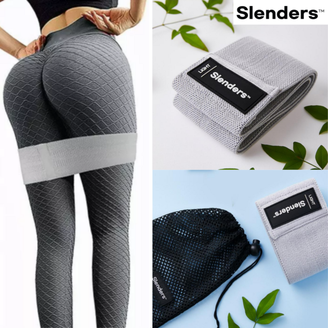 슬렌더스 고급 패브릭 힙업밴드 힙 저항 밴드 3단계 필라테스 요가 홈트 스쿼트 하체 운동, 레벨2) 미디움1개, 1개