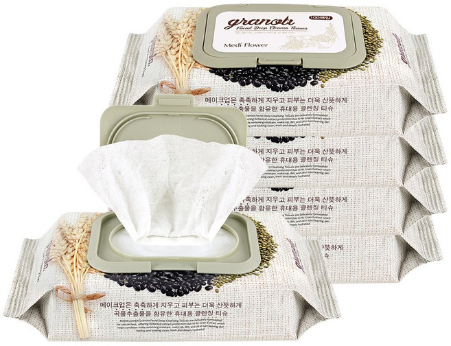 메디플라워 그래놀라 딥 클렌징 티슈, 100매입, 5개