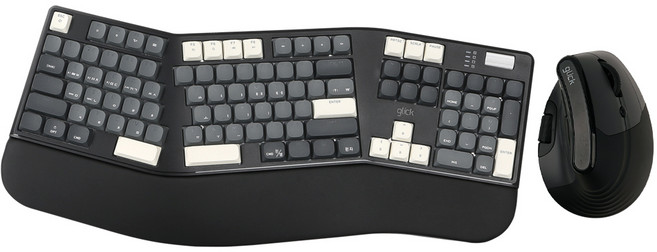 지클릭커 오피스프로 EMK550 무선 버티컬 인체공학 블루투스 키보드 마우스 세트 블랙