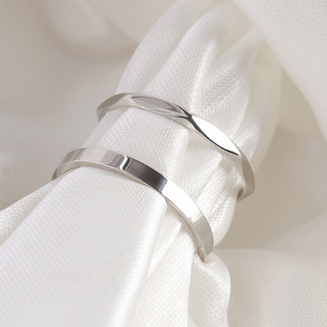 VARAM [2종세트] 플랫 육각 컷팅 반지 세트 써지컬 316L스틸