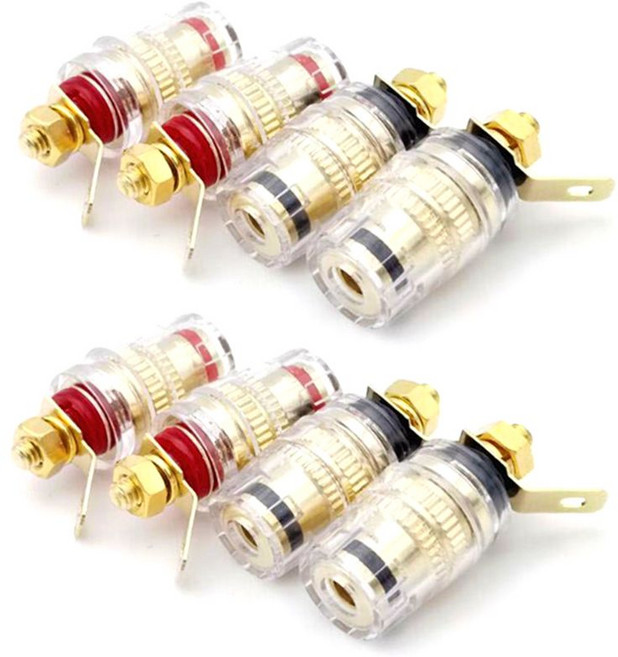8pcs/set 스피커 터미널 바인딩 포스트 4mm 바나나 플러그 소켓 앰프 커넥터를위한 스피커, 금