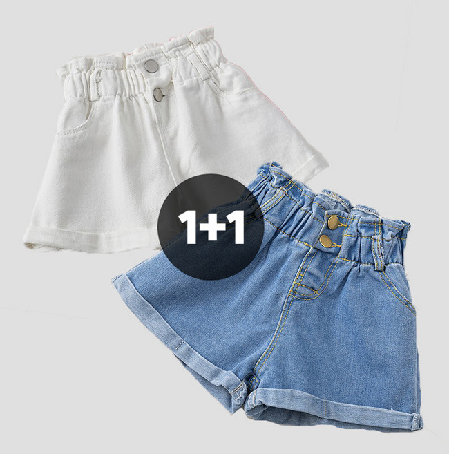 여아 바지 데님 밴딩 반바지