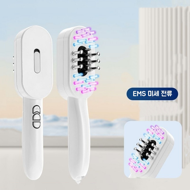 Mochae 두피마사지기 다기능 모발관리기 헤어 브러쉬 무선 휴대용 전동두피마사지기 두피관리기, XW668-화이트