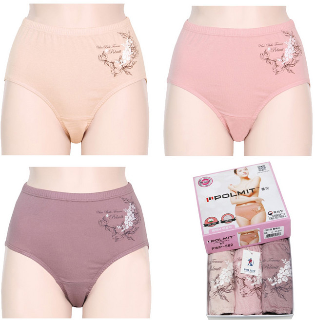 국내산 폴밋 여성 삼각 맥시 팬티 여자 순면 삼각 팬티 3매