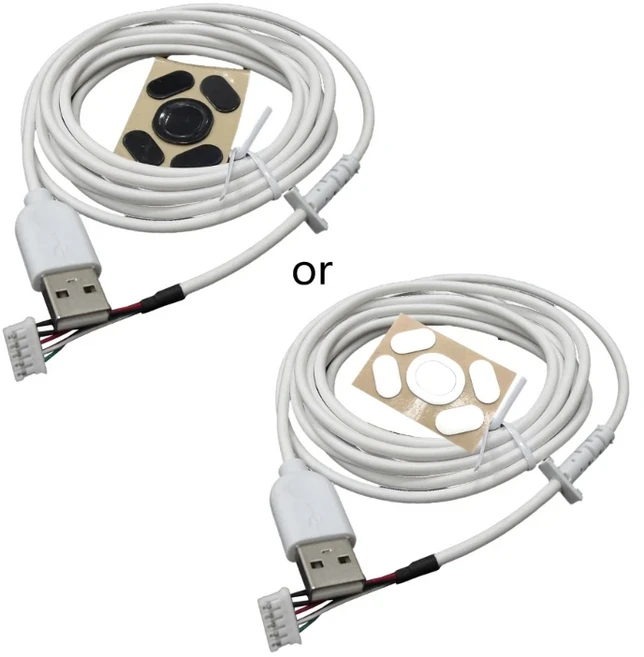 G102 게임용 마우스 교체 부품 수리 액세서리 1 세트 내구성 USB 케이블 코드 및, 01 White