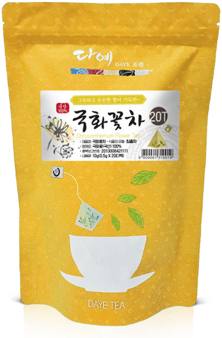 [본사직영] 다예 100% 국산 맛있는 국화꽃차 20티백 생분해 삼각티백, 2개, 20개입, 800mg