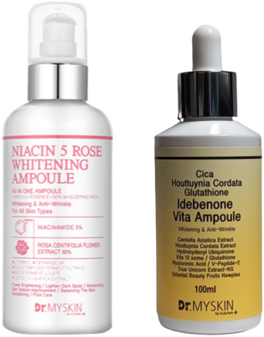 나이아신 5 로즈 화이트닝 미백앰플 대용량200ml+어성초 글루타치온 이데베논 비타 앰플 세럼100ml 2종 화이트닝 세트, 1개