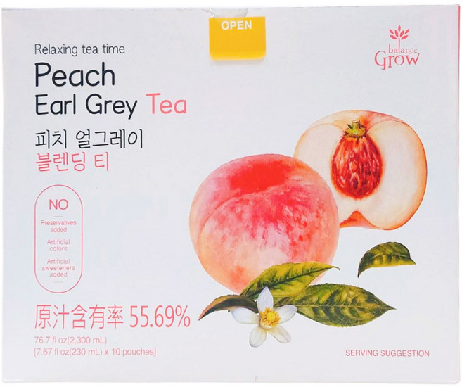 Balance Grow 蜜桃伯爵茶 230毫升 10入, 1套, 10個裝, 230ml