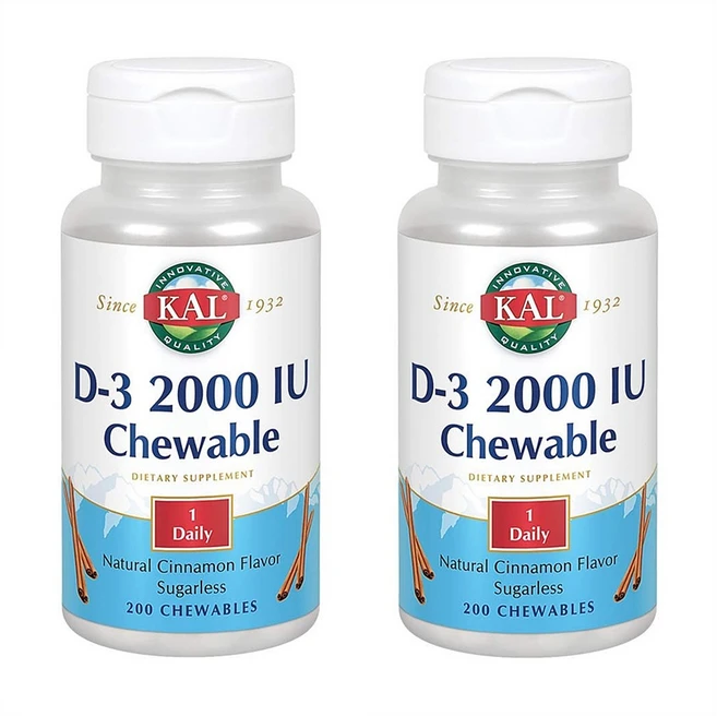 KAL Vitamin D3 칼 비타민 D3 츄어블 2000IU 200정 2팩 - 쿠팡