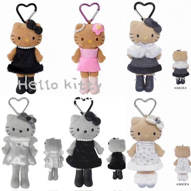 롱다리 헬로키티 산리오 정품 키링 가방고리, 1개, 태닝 Pink Dress