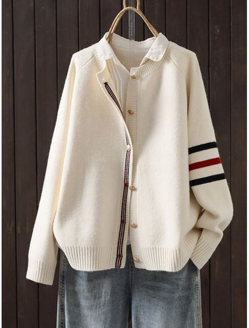 에꼴드파리 도브 배색 니트 라운드 가디건 F59WRB002Z