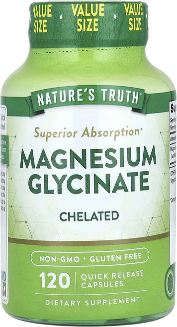 건강챙기세요 Nature's Truth 글리신마그네슘 킬레이트화 빠른 방출 캡슐 120정(캡슐당 100mg) 백살까지오래오래, NaturesTruth글리신마그네슘킬레이트화빠른방출캡슐, 1개 - 쿠팡