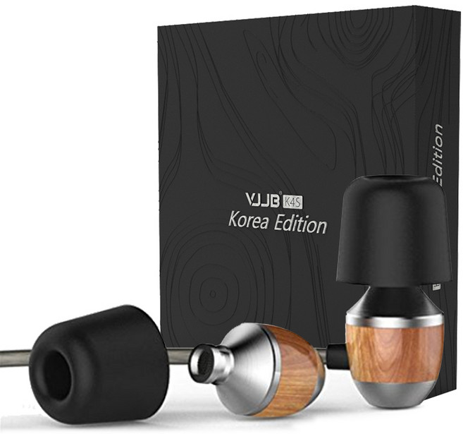 VJJB 원목 하우징 이어폰, K4S, 에보니