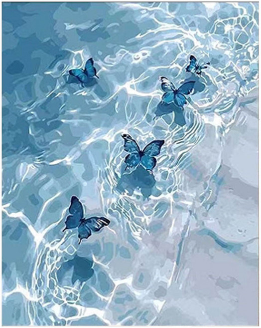 코지하루 DIY 명화그리기 물감 2세트 유화 그림 그리기 아크릴화 40x50, 윤슬과 나비A 40x50 (B565), 1개