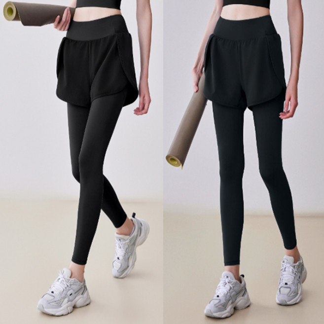 여자 필라테스 요가 레깅스 반바지 일체형 하이웨스트 헬스