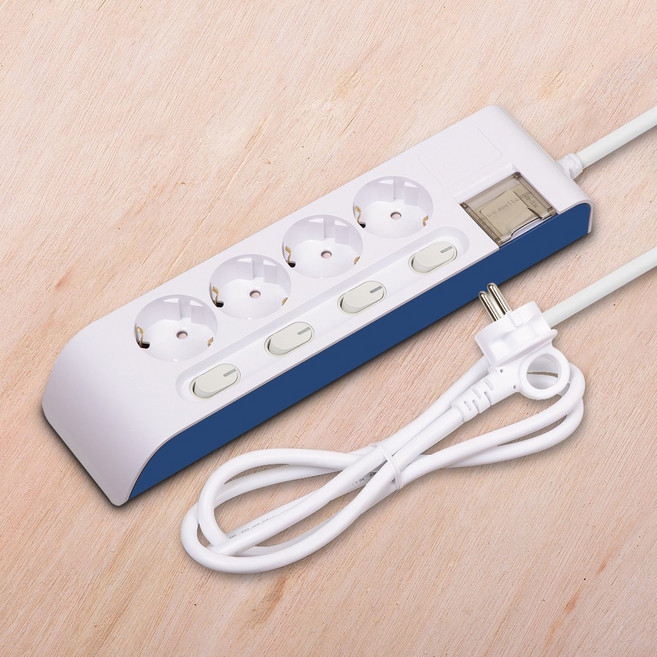 현대일렉트릭 하이탭 4구 16A 개별스위치 멀티탭 (3m), 1.5m, 1개