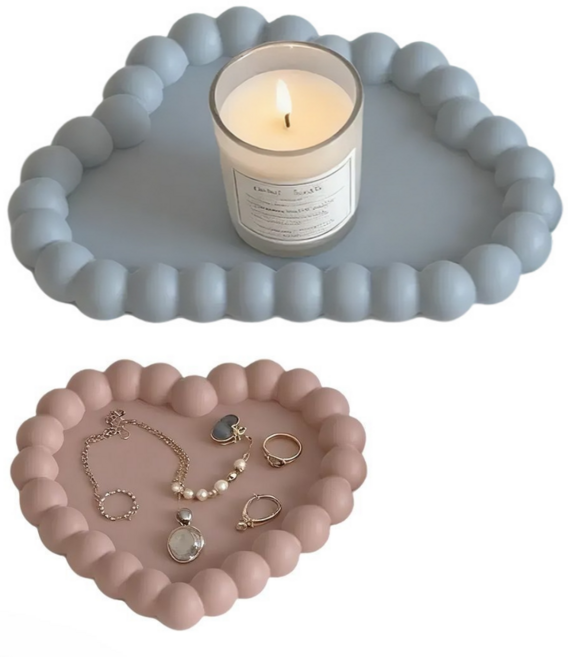 레진 석고 트레이 실리콘 몰드 만들기 대형 세트, 투명색(구름+하트)