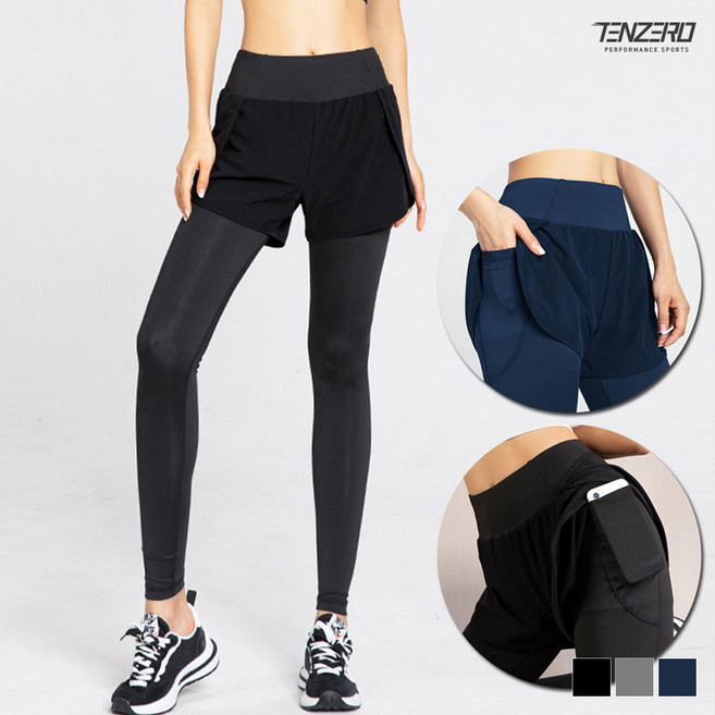 텐제로 여성 런닝 롱페이크 반바지레깅스 요가레깅스 트레이닝팬츠 헬스