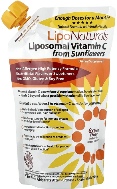 리포네츄럴스 해바라기 추출 리포소말 비타민C 443ml(15oz), 5개 - 쿠팡