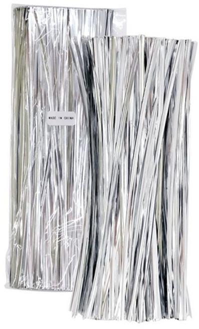 kp 다용도 철심 빵끈 실버 20cm 약 500개입 포장 타이 칼라끈 포장끈 철심끈 타이끈