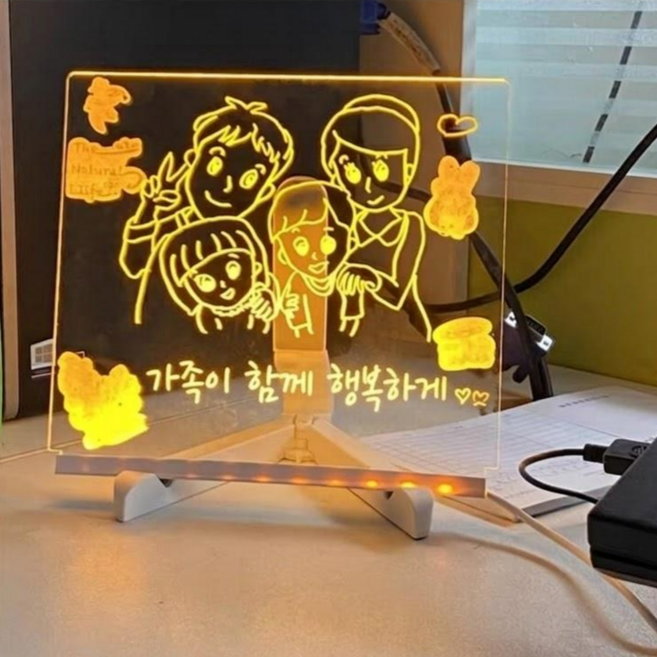 일상채움 LED 홈 카페 미니 간판 아크릴 DIY 무드등 만들기 20x20cm, 투명