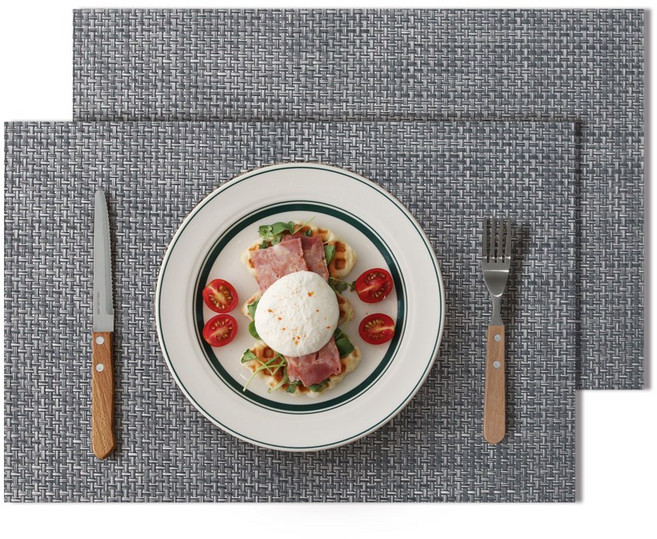 라벨르 PVC 방수 플레이팅 테이블 식탁 매트 2P, 1세트, 45.5 x 30 cm, 라이트그레이