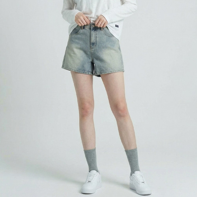 라르고비에 투웨이 버튼 빈티지 A라인 숏팬츠 난스판 빅사이즈 반바지 [기장2종]