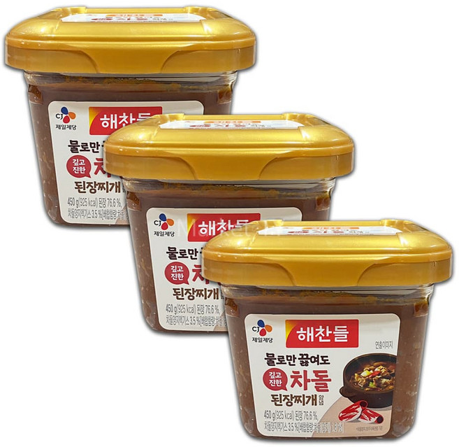 해찬들 물로만 끓여도 깊고 진한 차돌 된장찌개 양념, 450g, 3개