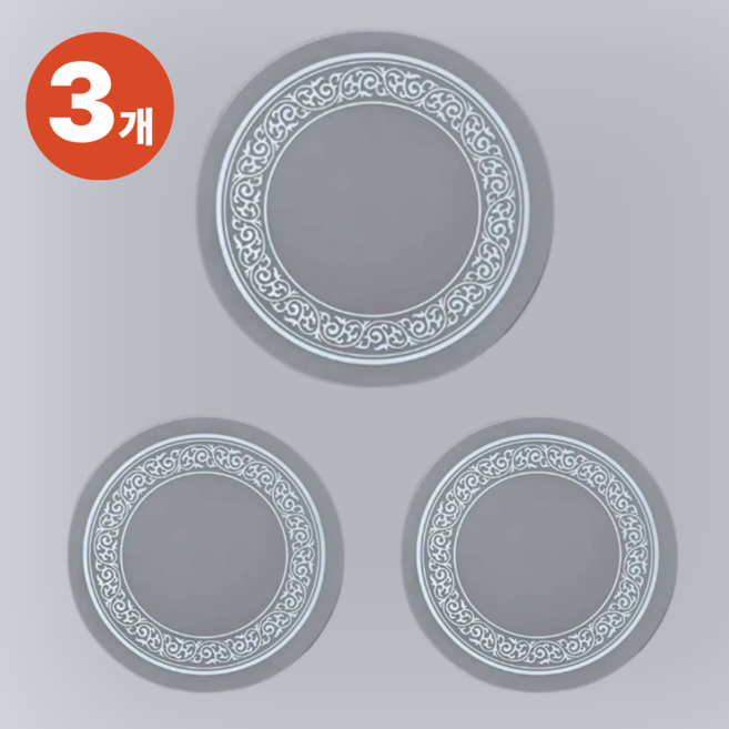 시크팩 인덕션 전용 실리콘 보호 매트 대형1+소형2 세트 구성, 1세트, 라이트그레이