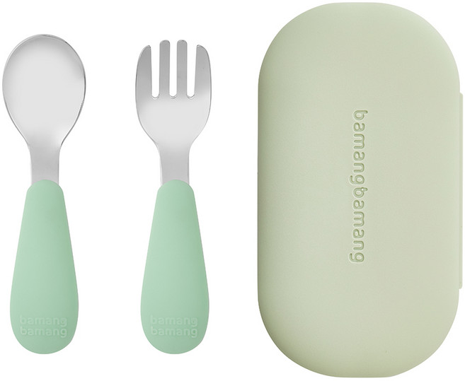 바망바망 유아 수저&포크 세트, 1개, 민트