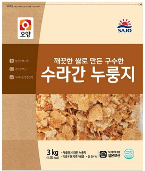 사조오양 수라간 누룽지 3kg 수입쌀, 1개