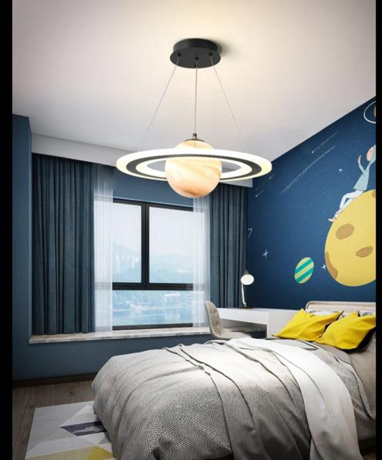 모던적인 창의적인 LED 펜던트 조명 방 토성 샹들리에 침실 행성 방 장식 조명 천장등