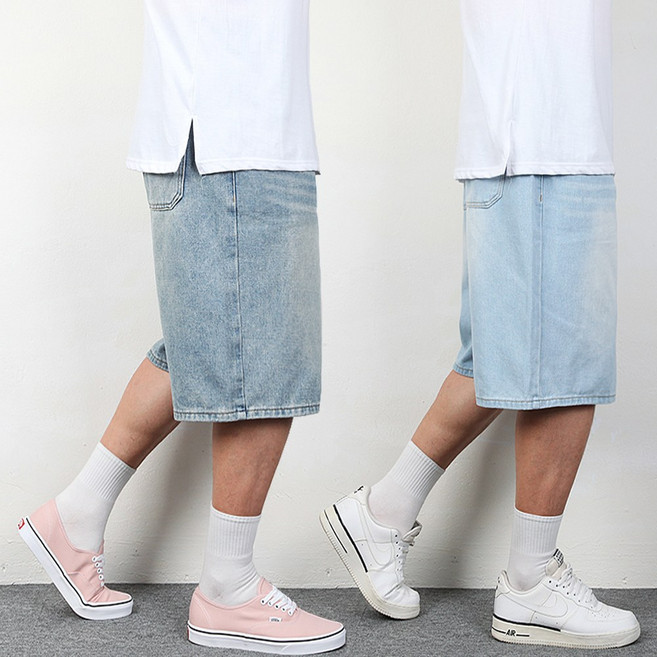 남성 버뮤다 청반바지 BNJ 311 데님 반바지 와이드 오버핏 7부 벌룬