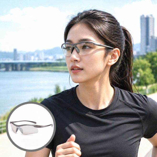 샤토모던 자외선 차단 기능성 잘보이는 스포츠 선글라스, 1세트, 그레이