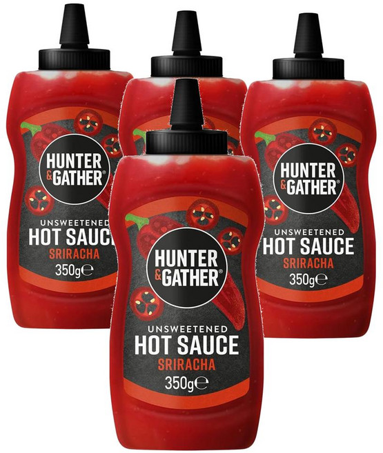 스페인 헌터 & 개더 Hunter & Gather 100% 내추럴 무가당 살사 스리라차 핫소스, 4개, 350g