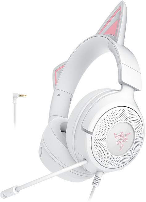 레이저코리아 크라켄 키티 V3 X 화이트 유선 게이밍 고양이 헤드셋 KItty V3 X White, 게이밍헤드셋