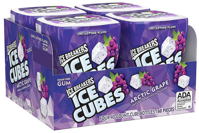 아이스 브레이커 아이스 큐브 무설탕 껌 포도 40개입 4팩, 단품