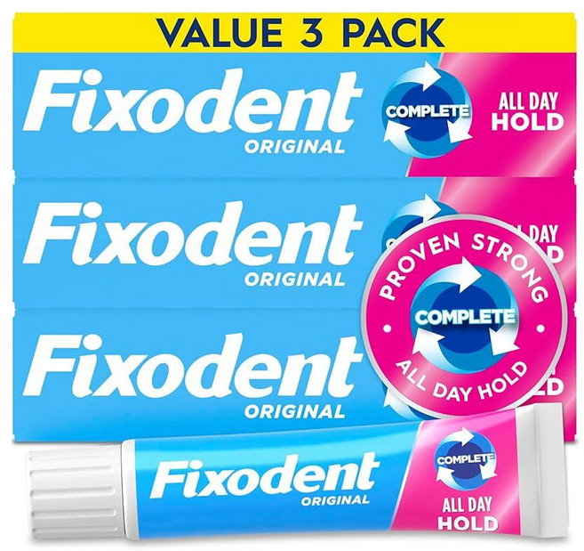 픽소덴트 컴플리트 오리지널 덴투르 에디시브 크림 68g 3팩 Fixodent Complete Original Denture Adhesive, 3개, 3개입