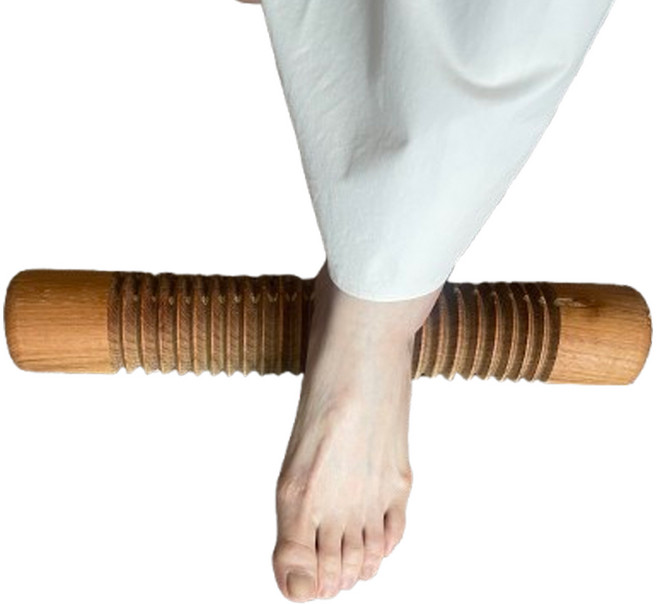 몽다름아 100% 티크우드 발 지압기 카빙 골 꾹꾹이 맛사지, 내추럴, 1개