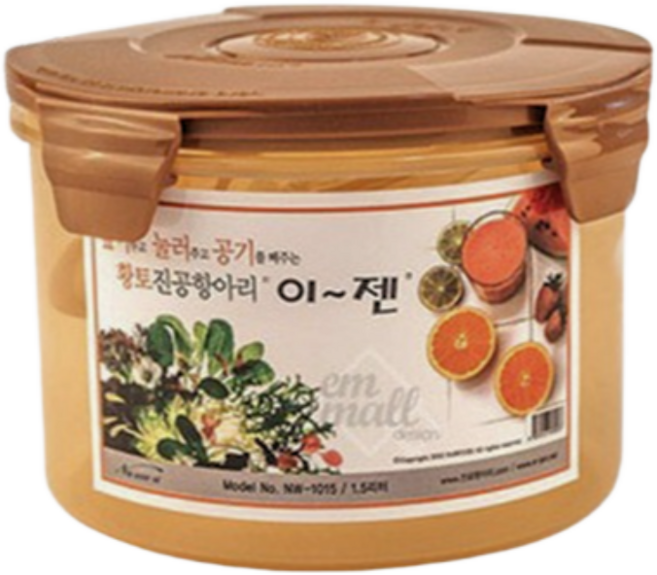 이젠 황토 진공항아리 1.5리터 누름통 누름독 작은 김치통, 1.5L, 1세트
