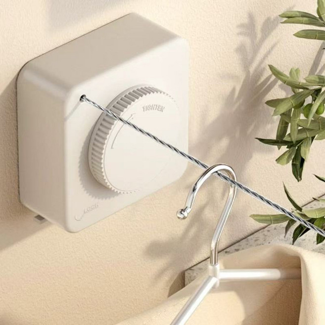 스텔스 신축 빨랫줄 실내 무타공 베란다 와이어걸이 빨래건조대 수축 화장실 건조대H307, 1개, 흰색