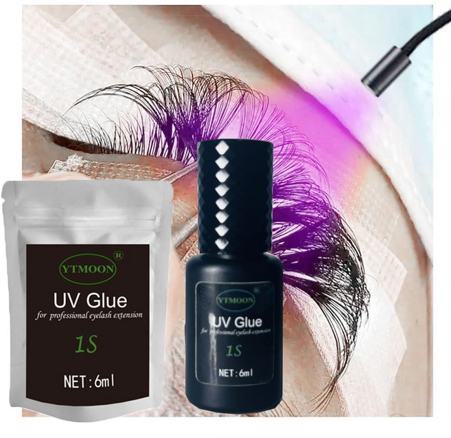 YTMOON 嫁接睫毛UV膠 光固美睫膠 適用UV燈, 1個, 黑膠5ml