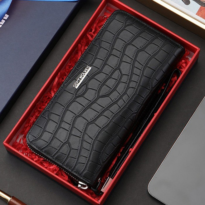 HW02 남성 지갑 손가방 장지갑 소가죽 남자 클러치백 휴대폰 핸드폰 수납 카드 septwolves(셉울브스)