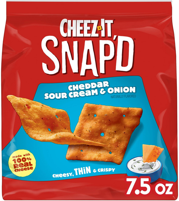 치즈잇 스냅드 치즈 크래커 칩스 얇은 크리스프 점심 간식 Cheez-It Snap'd Cheesy Baked Chips Lunch Snacks Cheddar Sour Cre, 1개, 212.62g