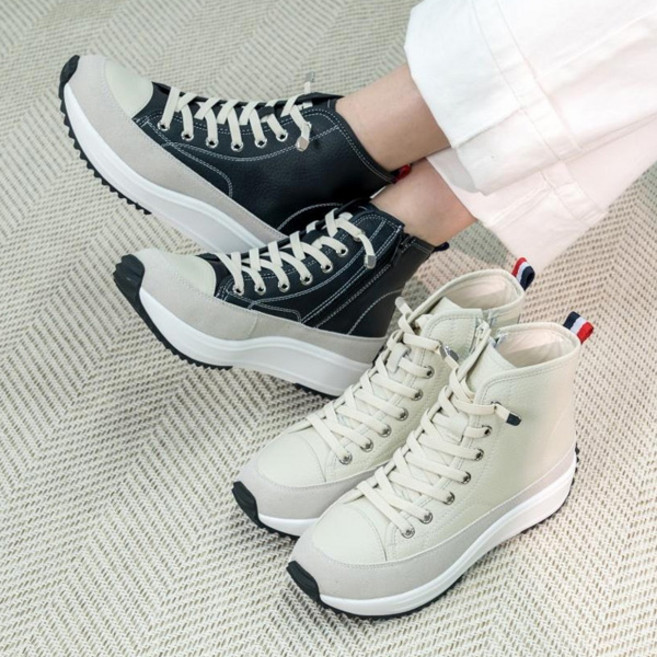 슈핑 하이탑 스니커즈 패션 캐주얼 옆 지퍼 가죽 키높이 운동화