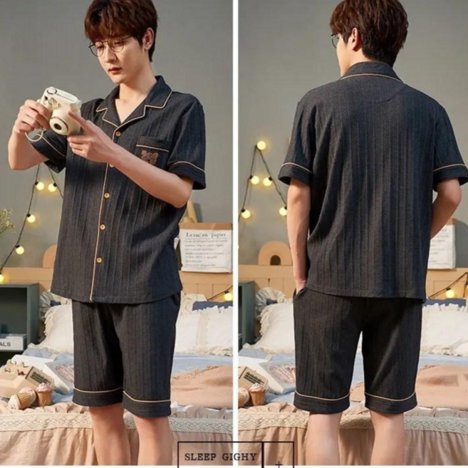 체인지쉬(change she) 러블리 베어 포켓 커플 잠옷 파자마 반팔 세트