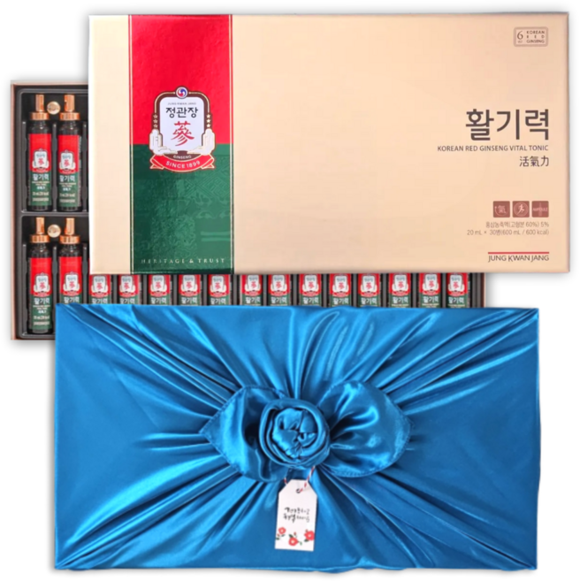 정관장 6년근 홍삼정 액기스 30병 고급 예단 보자기 포장 선물세트, 600ml, 1세트