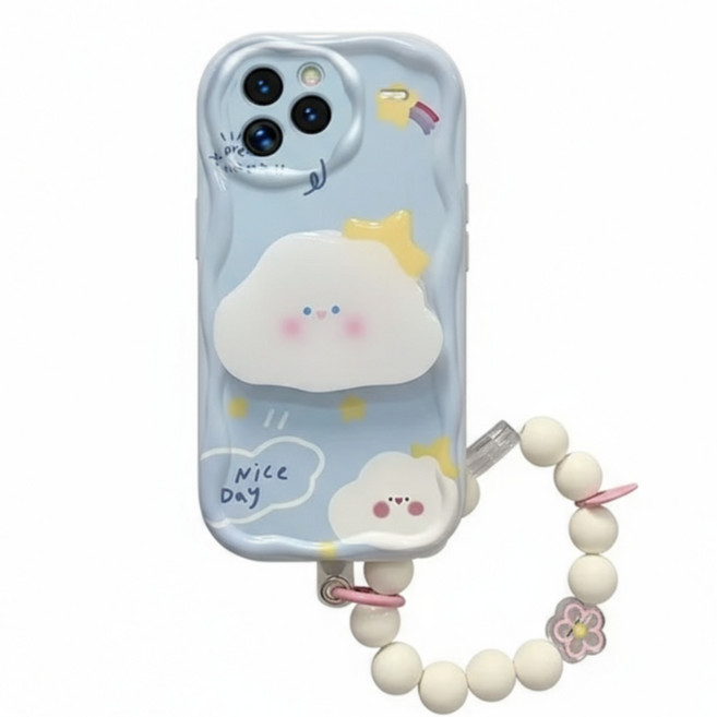 갤럭시 A15 A25 A23 A16 A24 A36 A34 A26 A17 귀여운 구름 캐릭터 그립톡 스트랩 물결 키즈폰 무너폰 케이스 D443